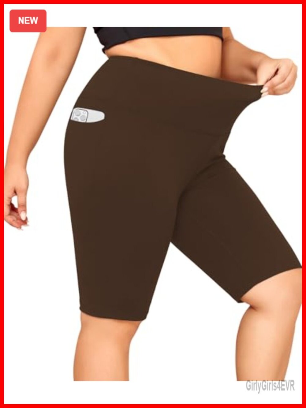 Plus Size Biker Shorts with Pockets High Waist Tummy Control Yoga Gym Athletic